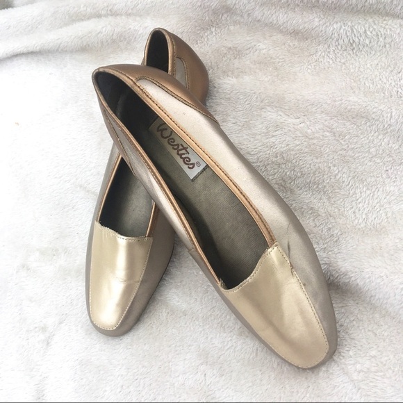 WESTIES gold and bronze leather flats size 6 - Picture 3 of 7